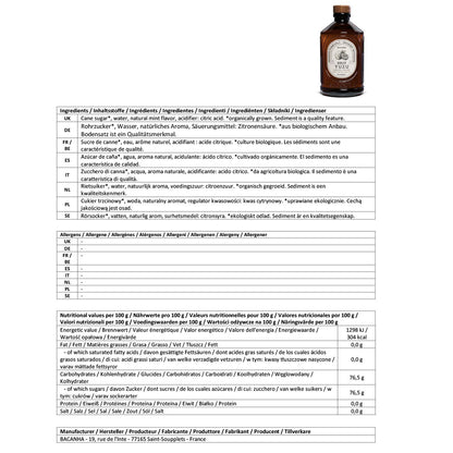 Bacanha Sirop Brut de Yuzu Bio 400 ml - Bio Yuzu Sirup mit Bio Rohrzucker