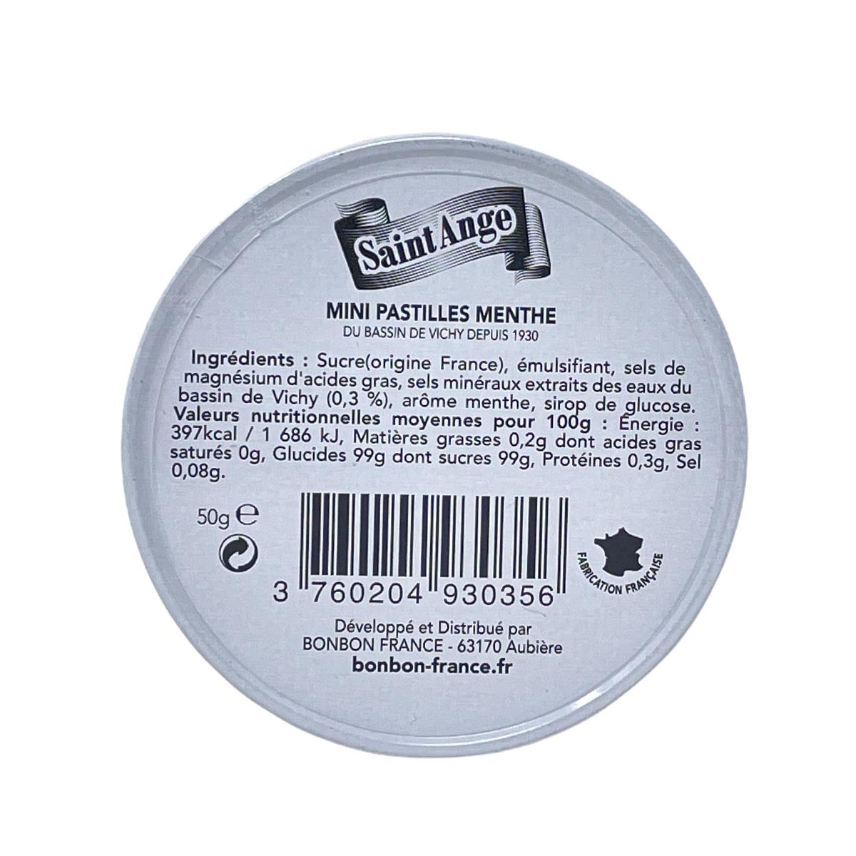 Saint-Ange Mini-Pfefferminz-Pastillen – Frische aus Vichy, Frankreich, 50g