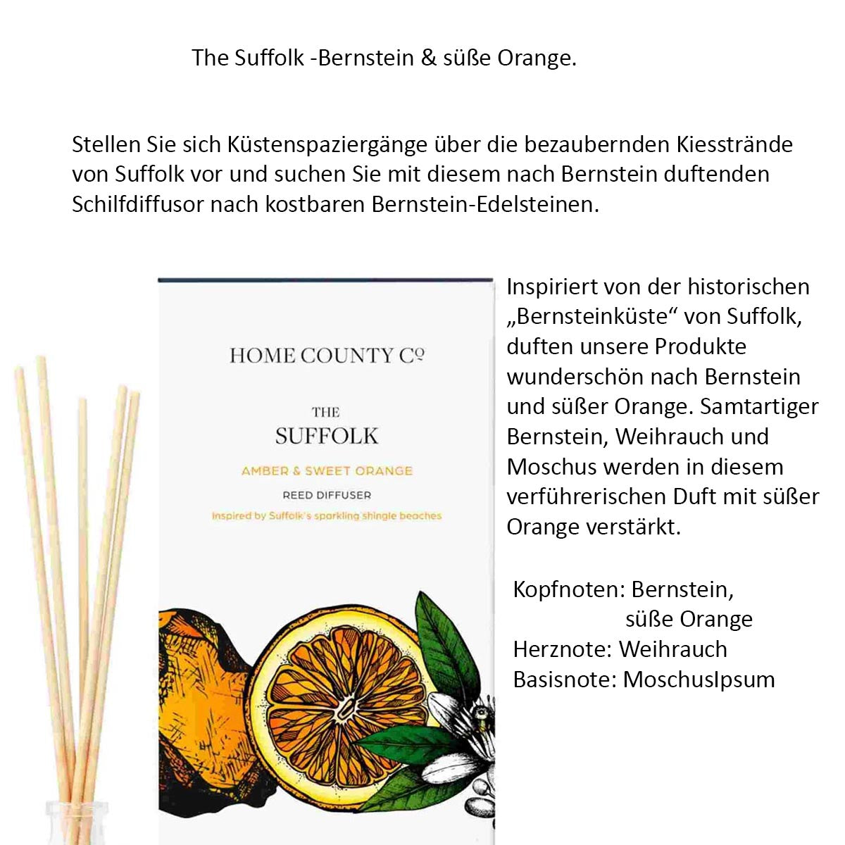 Home County Candle Luxus Raumduft-Diffusor Raumduft verschiedene Duftnoten 100ml aus England