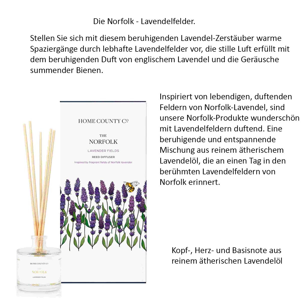 Home County Candle Luxus Raumduft-Diffusor Raumduft verschiedene Duftnoten 100ml aus England