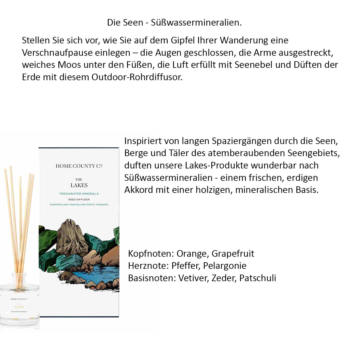 Home County Candle Luxus Raumduft-Diffusor Raumduft verschiedene Duftnoten 100ml aus England