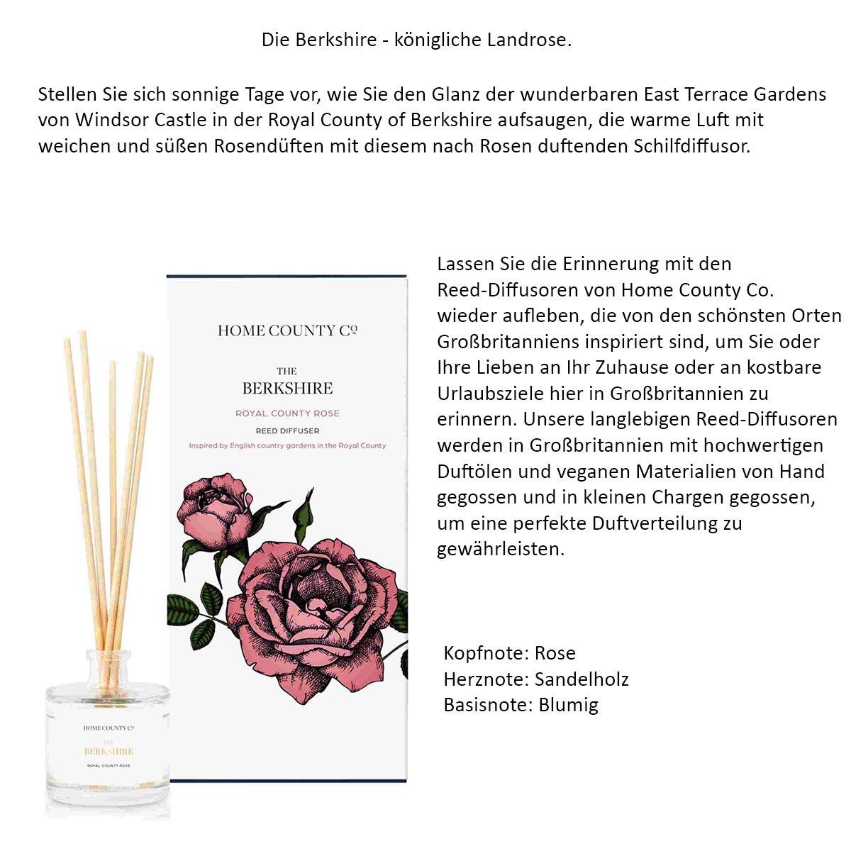 Home County Candle Luxus Raumduft-Diffusor Raumduft verschiedene Duftnoten 100ml aus England