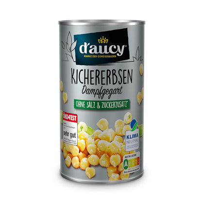 d'aucy Kichererbsen, 3x110g Dosen, ohne Salz & Zucker, ohne Konservierungsstoffe