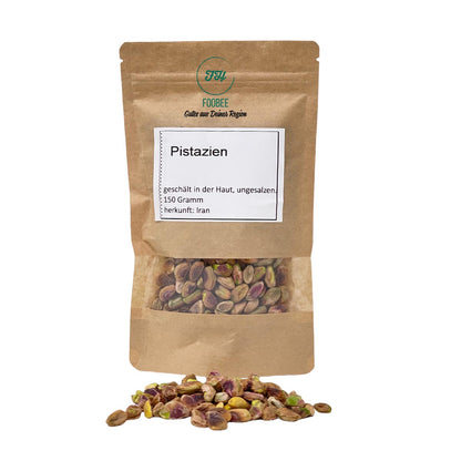 FooBee Pistazien Kerne geschält mit Haut ungesalzen 150 Gramm