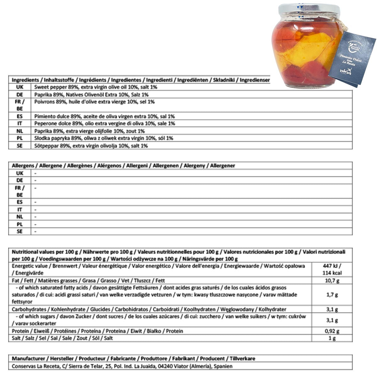 Conservas La Receta: Gebratene Paprika in Olivenöl. Mediterranes Geschmackserlebnis