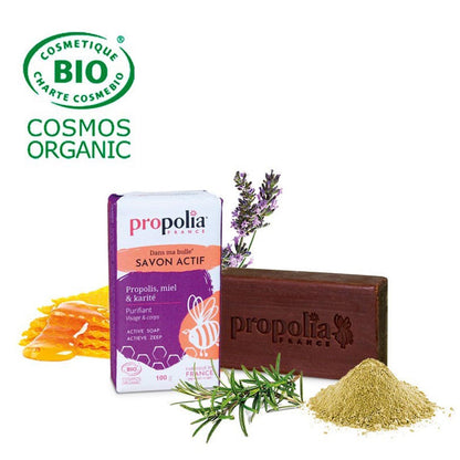 propolia FRANCE Savon actif Bio Propolis, Miel et Karité - Bio Seife mit Propolis, Honig und Shea Butter