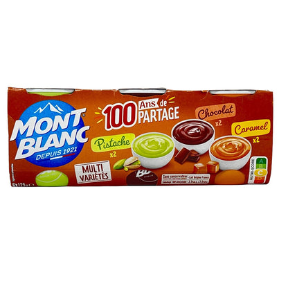 Mont Blanc Crème Dessert Set: Dreifacher Genuss in Schoko, Karamell & Pistazie