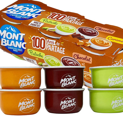 Mont Blanc Crème Dessert Set: Dreifacher Genuss in Schoko, Karamell & Pistazie