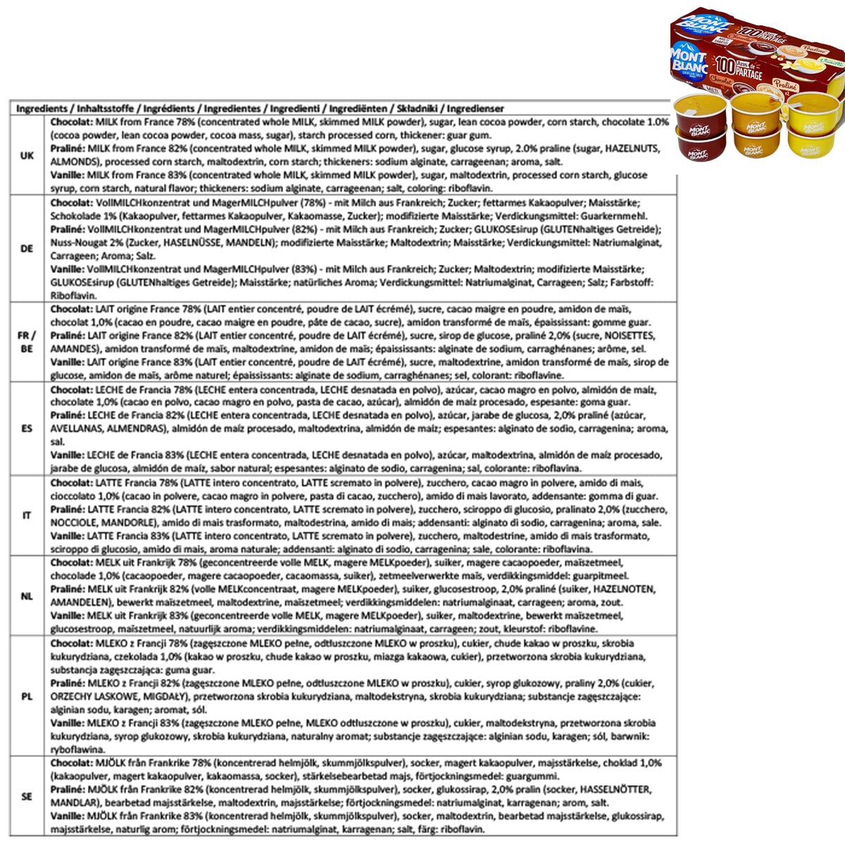 Mont Blanc Dessert-Set: Vanille, Schokolade & Praliné - 6x 125g jetzt kaufen!