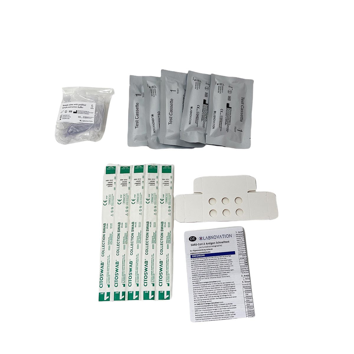 ***MHD 20/01/24*** LABNOVATION® Antigen-Schnelltest 5er Packung für Privat, Firmen, Vereine und Behörden