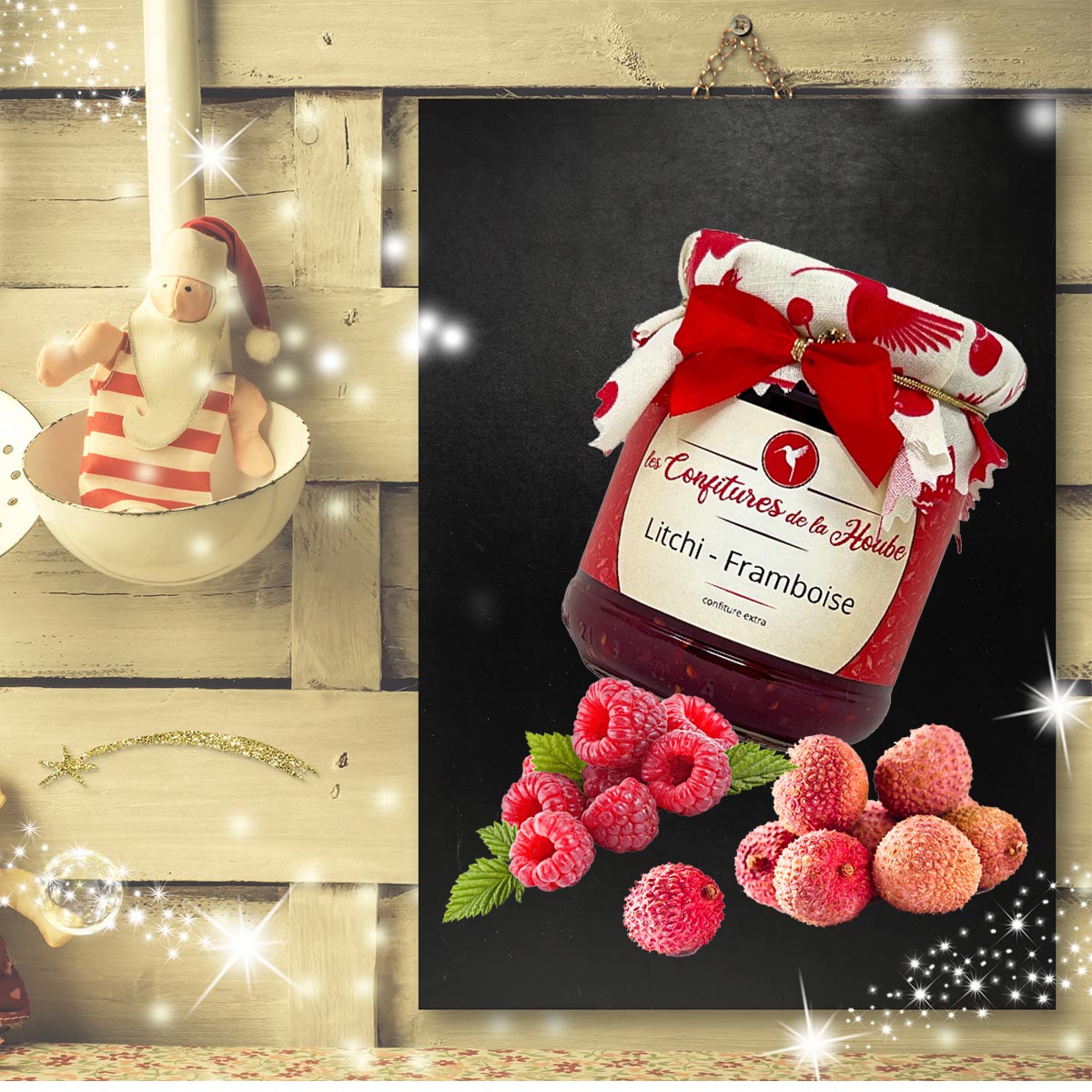 LES CONFITURES DE LA HOUBE Konfitüre mit Litchy und Himbeeren 220 Gramm