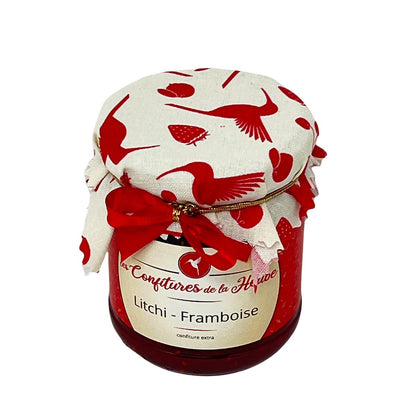 LES CONFITURES DE LA HOUBE Konfitüre mit Litchy und Himbeeren 220 Gramm