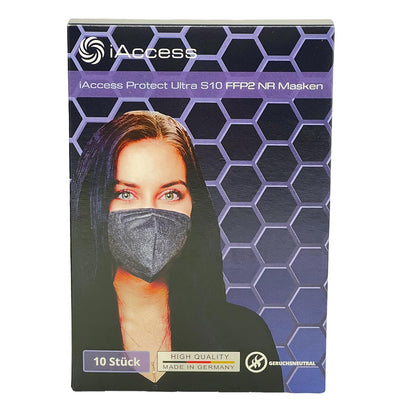 iAccess Protect Ultra S10 FFP2 NR Atemschutzmaske schwarz 10 Stck. Made in Germany