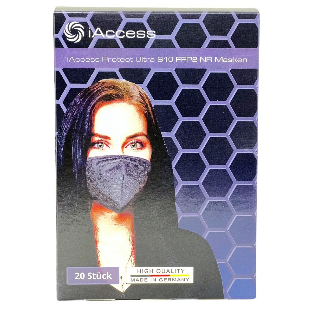 iAccess Protect Ultra S10 FFP2 NR Atemschutzmaske schwarz 20 Stck. Made in Germany