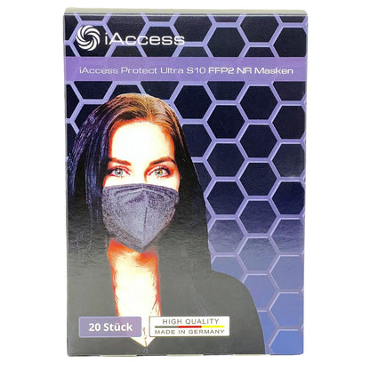 iAccess Protect Ultra S10 FFP2 NR Atemschutzmaske schwarz 20 Stck. Made in Germany