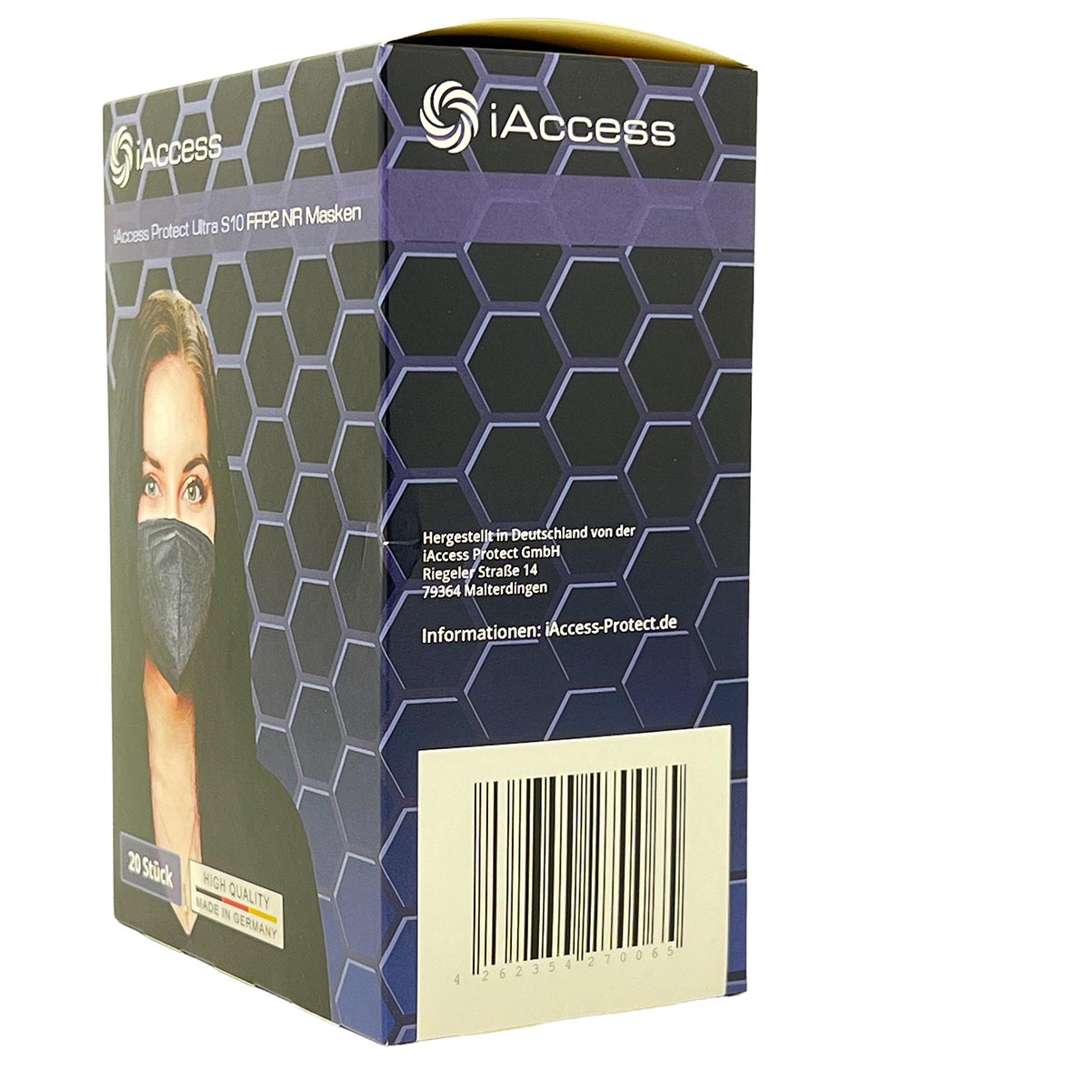 iAccess Protect Ultra S10 FFP2 NR Atemschutzmaske schwarz 20 Stck. Made in Germany