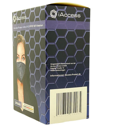 iAccess Protect Ultra S10 FFP2 NR Atemschutzmaske schwarz 20 Stck. Made in Germany