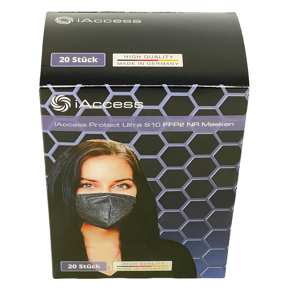 iAccess Protect Ultra S10 FFP2 NR Atemschutzmaske schwarz 20 Stck. Made in Germany