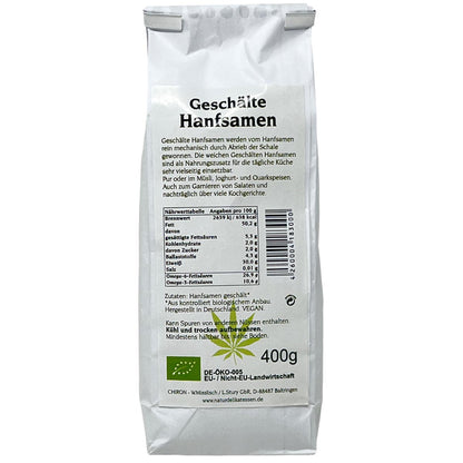 CHIRON Naturdelikatessen Bio geschälte Hanfsamen kbA 400 Gramm
