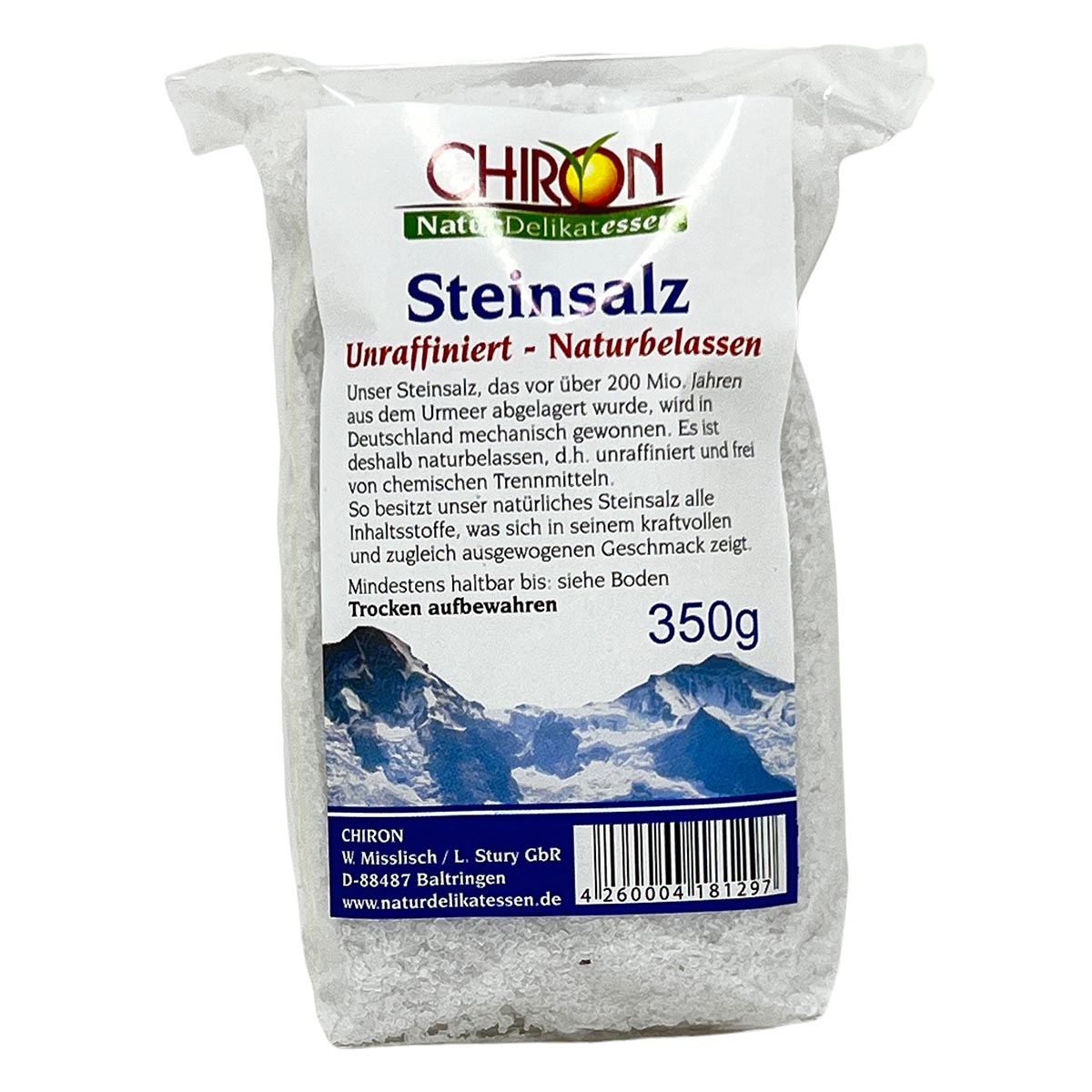 CHIRON Naturdelikatessen Steinsalz unraffiniert naturbelassen 350 Gramm