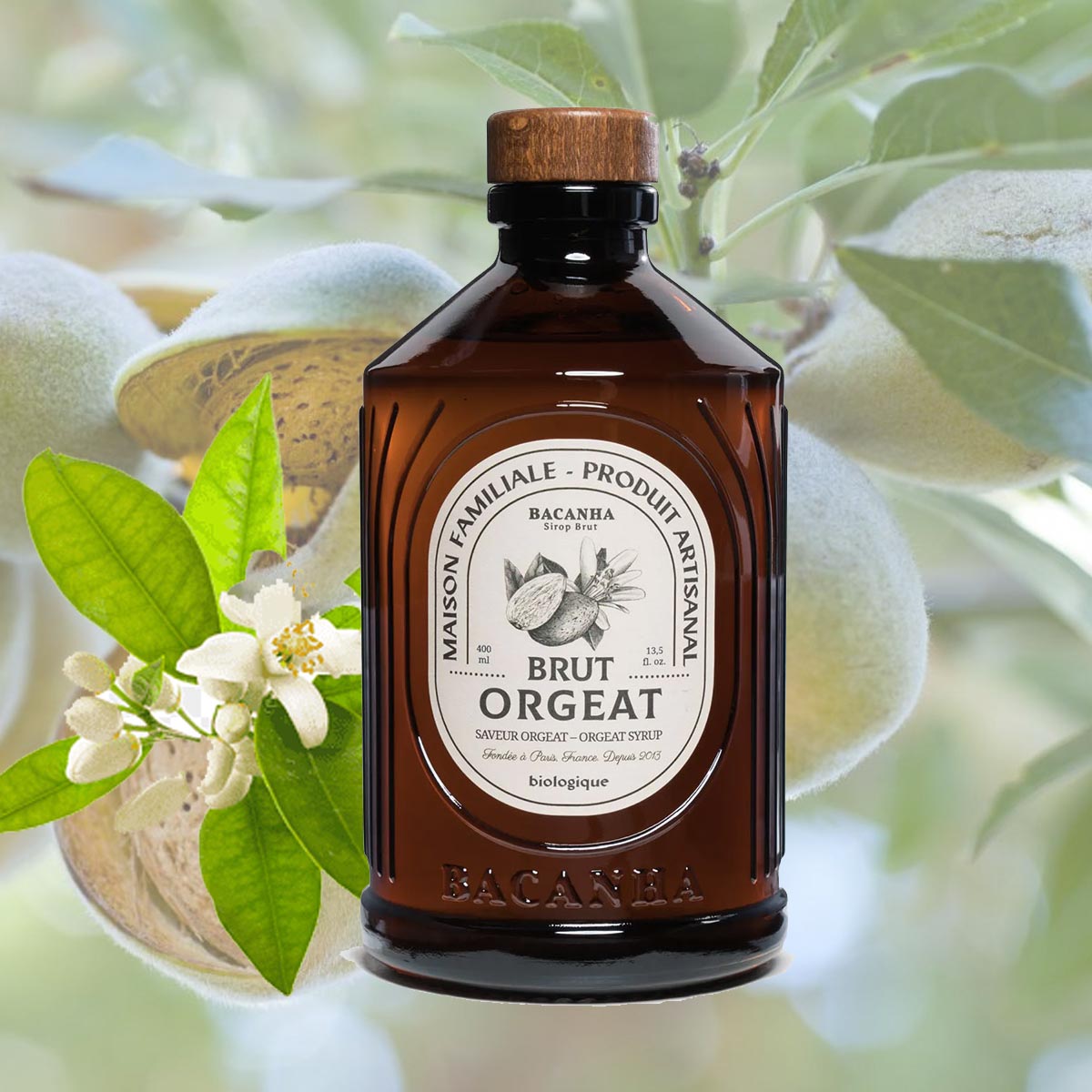 Bacanha Sirop Brut de Orgeat Bio 400 ml - Bio Orgeat Sirup mit Bio Rohrzucker