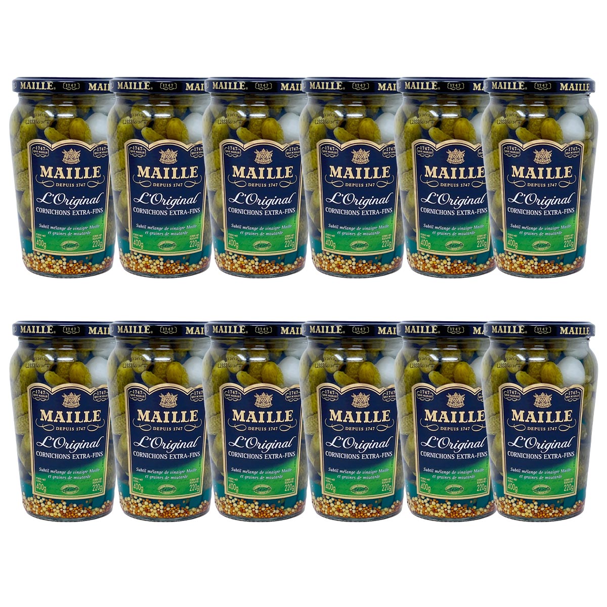Maille Mini Gurken Cornichons Extra fein 12er Tray  12 x 400 Gr. Original