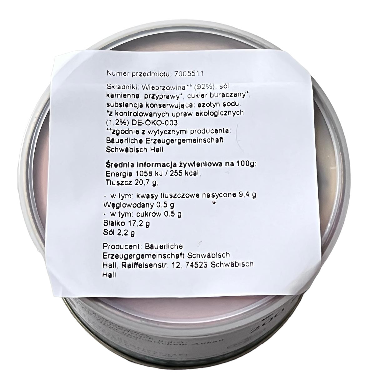 Schwäbisch Hall Echt Hällische Bratwurst grob in der Dose 200 Gramm