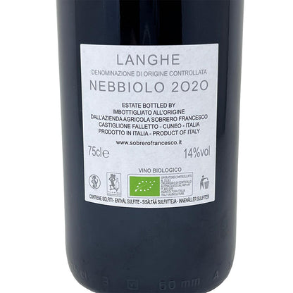SOBRERO Langhe Nebbiolo BIO 2020 aus der Gemeinde Castiglione Falletto