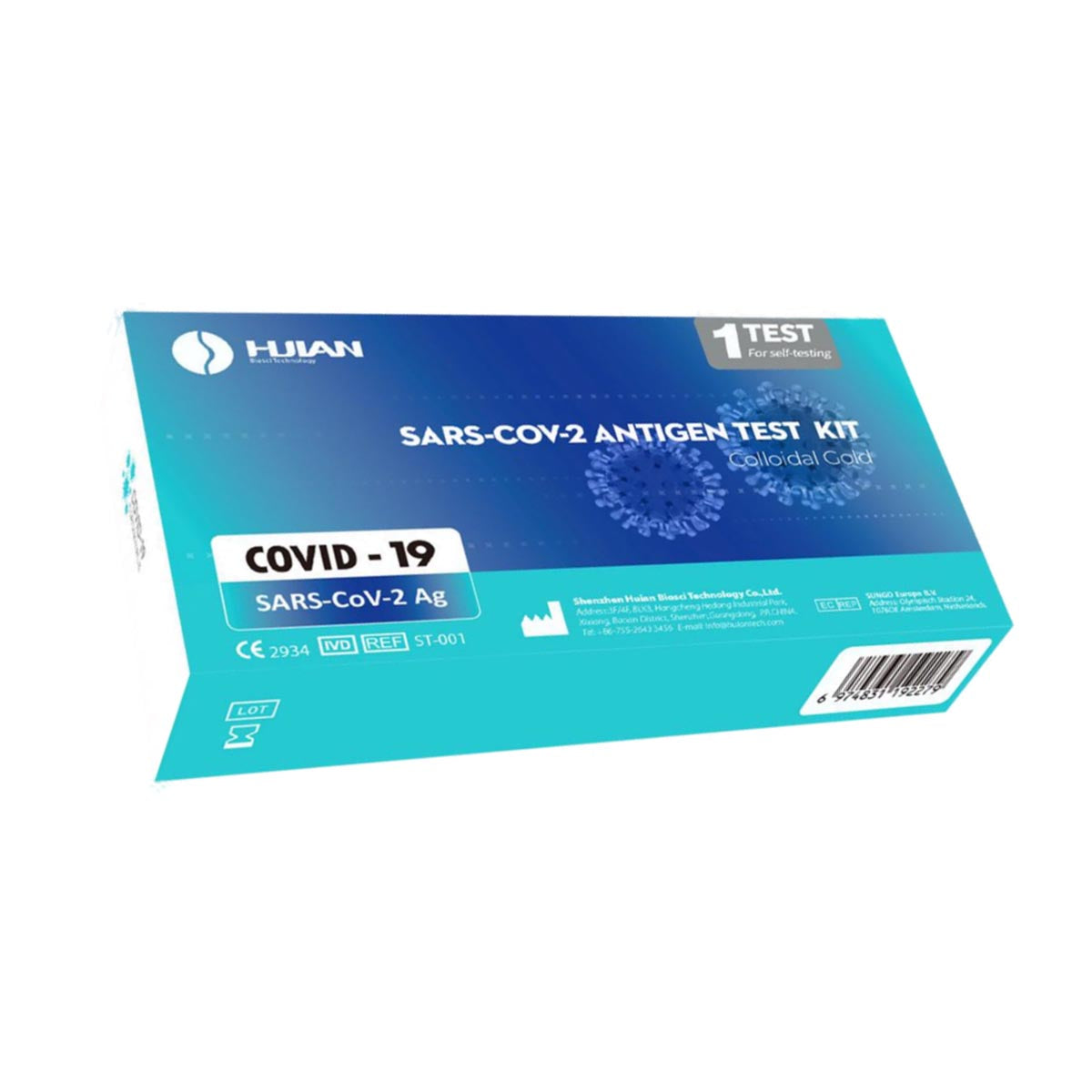 HUIAN Antigen Schnelltest zur Eigenanwendung, erkennt auch Omikron, Sensitivität 100%, Spezifität 99,1% einzelverpackt