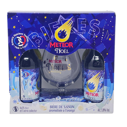 Meteor Noël Weihnachtsbier mit Orangengeschmack 4x 25cl mit Sammlerglas