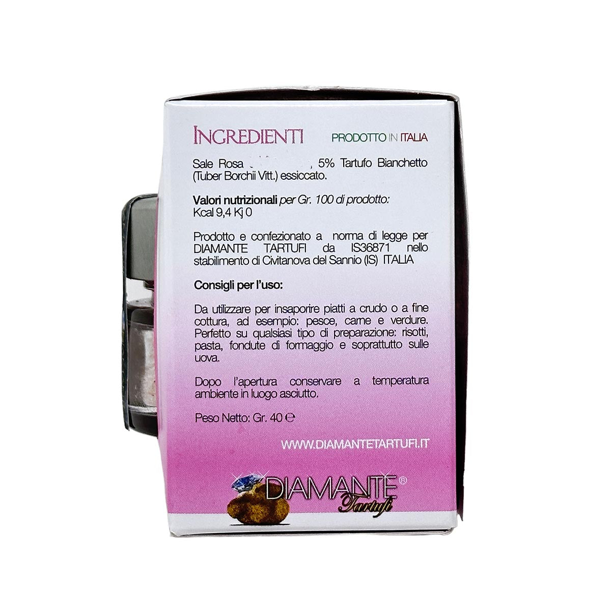 DIAMANTE TARTUFI Tartufo Rosa - Truffled Pink Salt - 100g - Luxus Salz mit weißem Trüffel