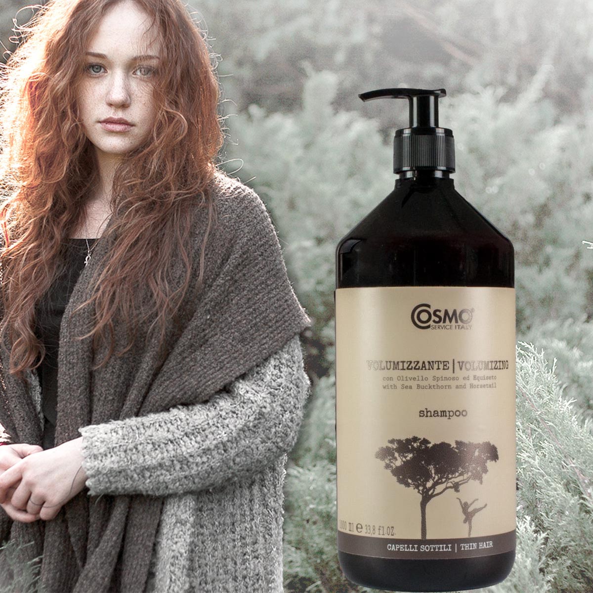 COSMO ORGANIC Volumen Shampoo für dünnes und sprödes Haar mit Sanddorn und Salbei 1 Liter