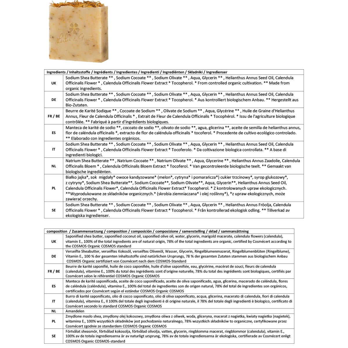 L&G rückfettende Seife Kaltverseifung verschiedene Duftnoten & Zusammensetzungen