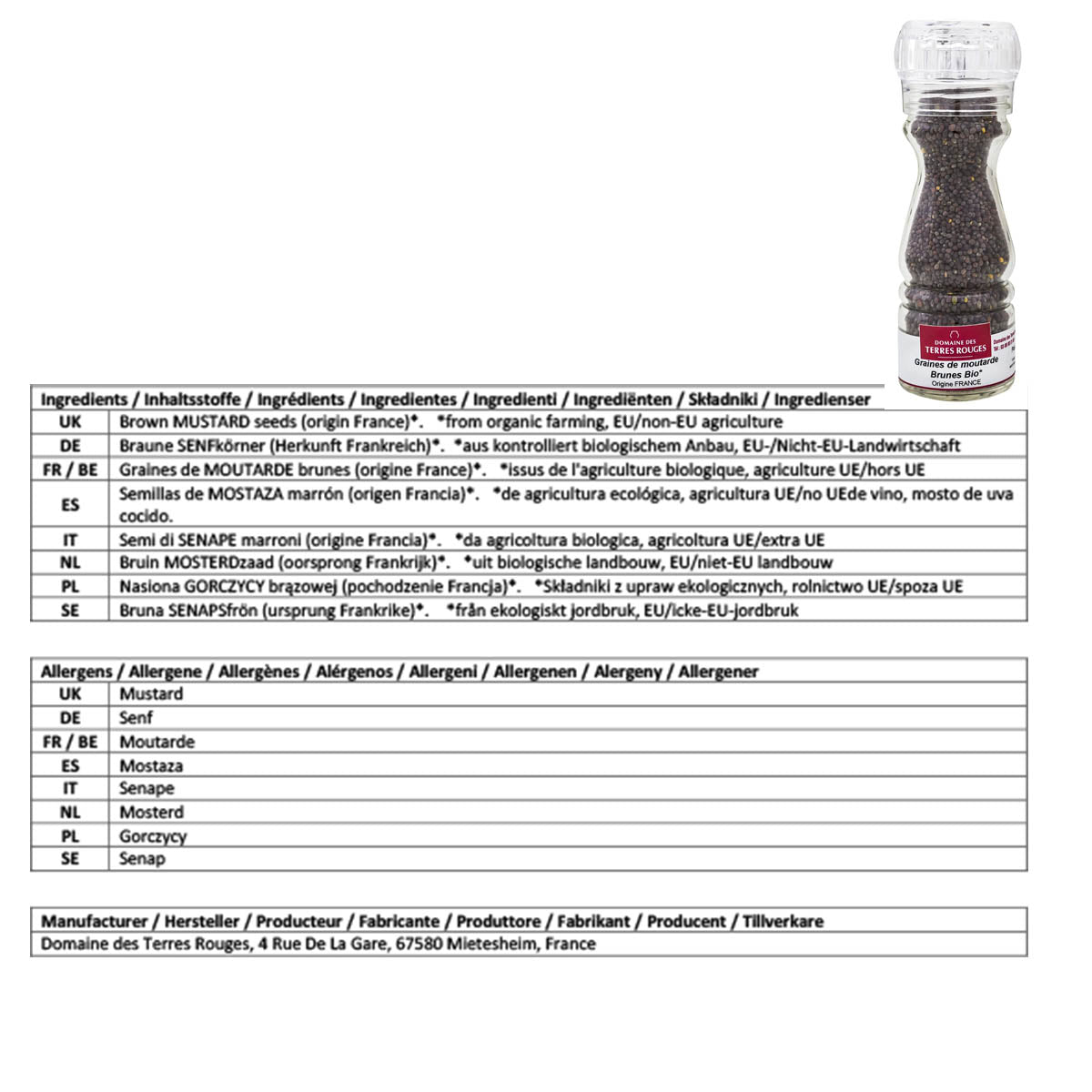 Domaine des Terres Rouges Bio-Braunsenfkornmühle: Elsässischer Genuss in Ihrer Küche