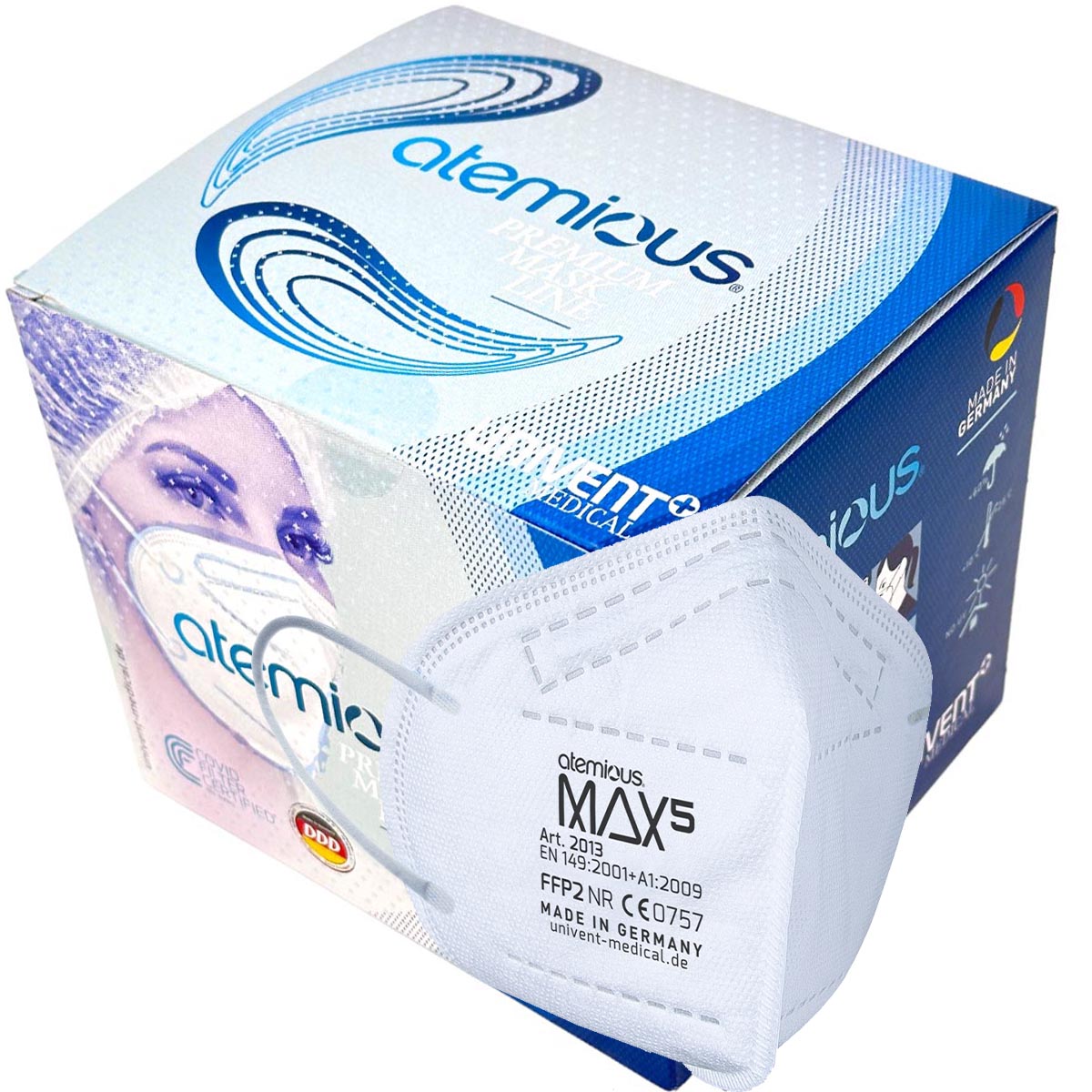 atemious MAX5 FFP2 Atemschutzmaske Made in Germany lose oder einzeln verpackt