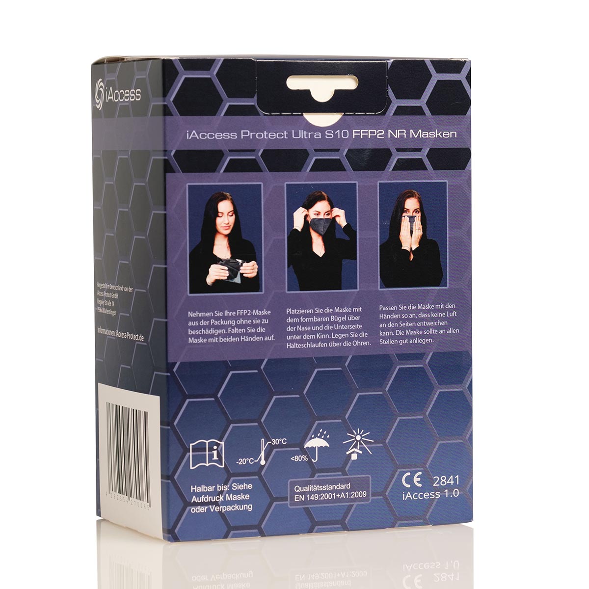 iAccess Protect Ultra S10 FFP2 NR Atemschutzmaske schwarz  Made in Germany