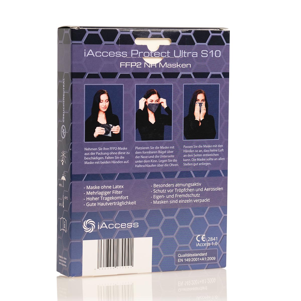 iAccess Protect Ultra S10 FFP2 NR Atemschutzmaske schwarz  Made in Germany