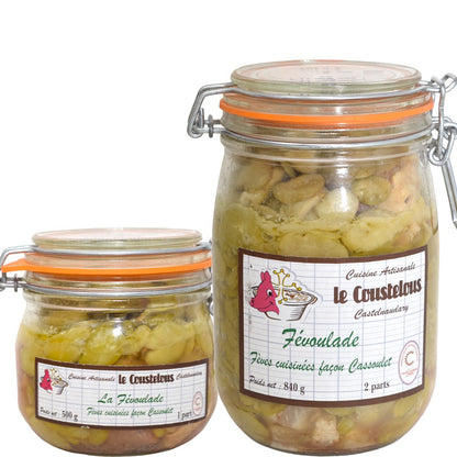 Le Coustelous  gekochte Bohnen nach Cassoulet Art mit Würstchen und Entenconfit