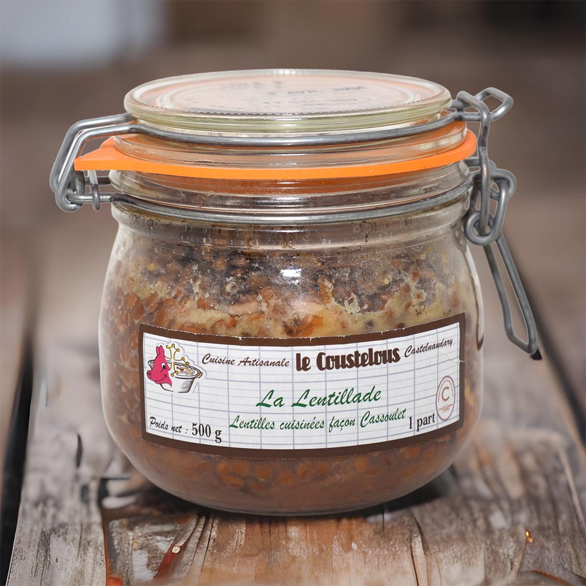 Le Coustelous Lentillade Linsen mit Entenconfit Keule und Schweinswurst im Einmachglas