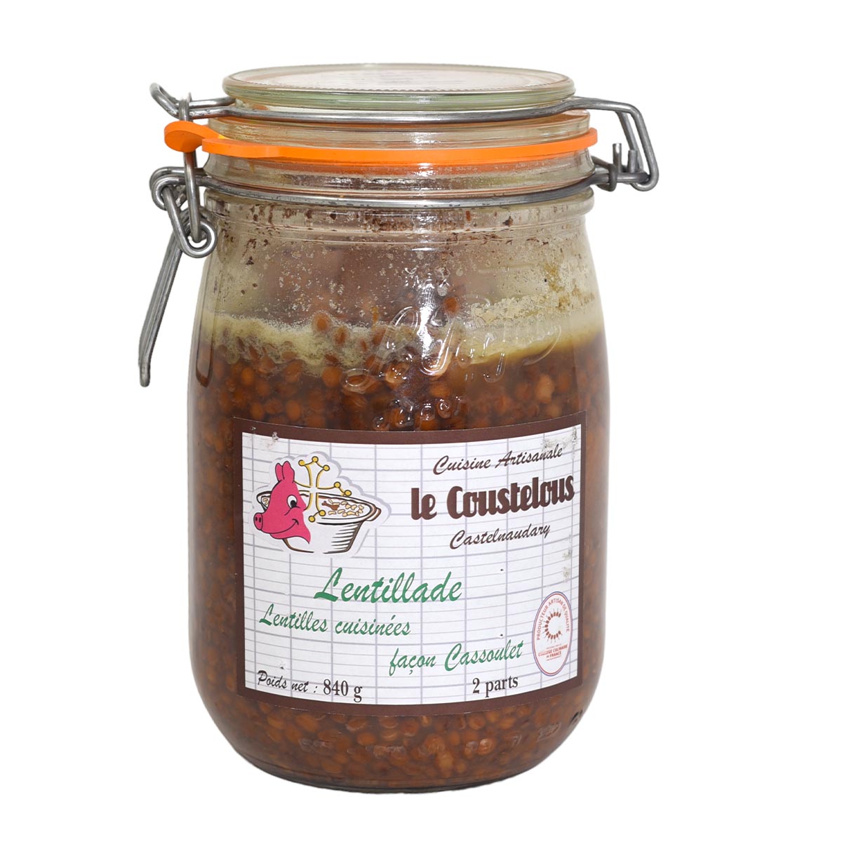 Le Coustelous Lentillade Linsen mit Entenconfit Keule und Schweinswurst im Einmachglas