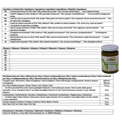 *MHD 05.01.2024* CHIRON Naturdelikatessen Bio Hanf-Pesto Basilikum kbA 130g