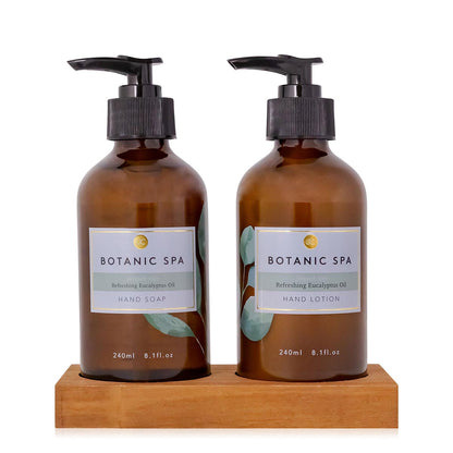 BOTANIC SPA Handpflege Set mit Flüssigseife und Handcreme im Glasspender 480 ml