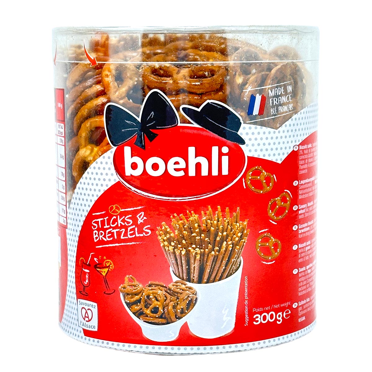 boehli Tubo Sticks & Brezel Kombi Box mit Mini-Brezeln und Salzstangen 300 g aus Frankreich