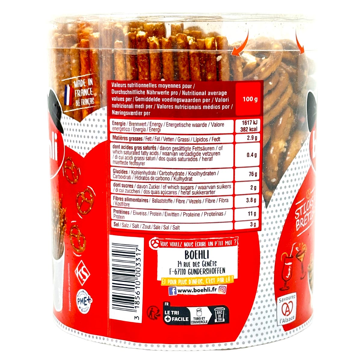 boehli Tubo Sticks & Brezel Kombi Box mit Mini-Brezeln und Salzstangen 300 g aus Frankreich