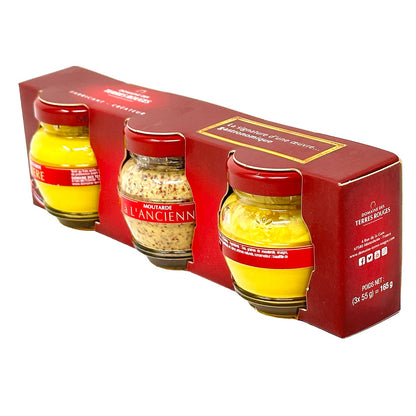 Domaine des Terres Rouges Coffret Trio Fête des Pères: Dreierlei Senf Geschenkbox