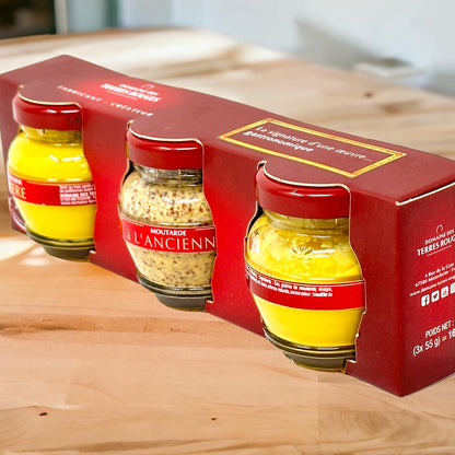 Domaine des Terres Rouges Coffret Trio Fête des Pères: Dreierlei Senf Geschenkbox