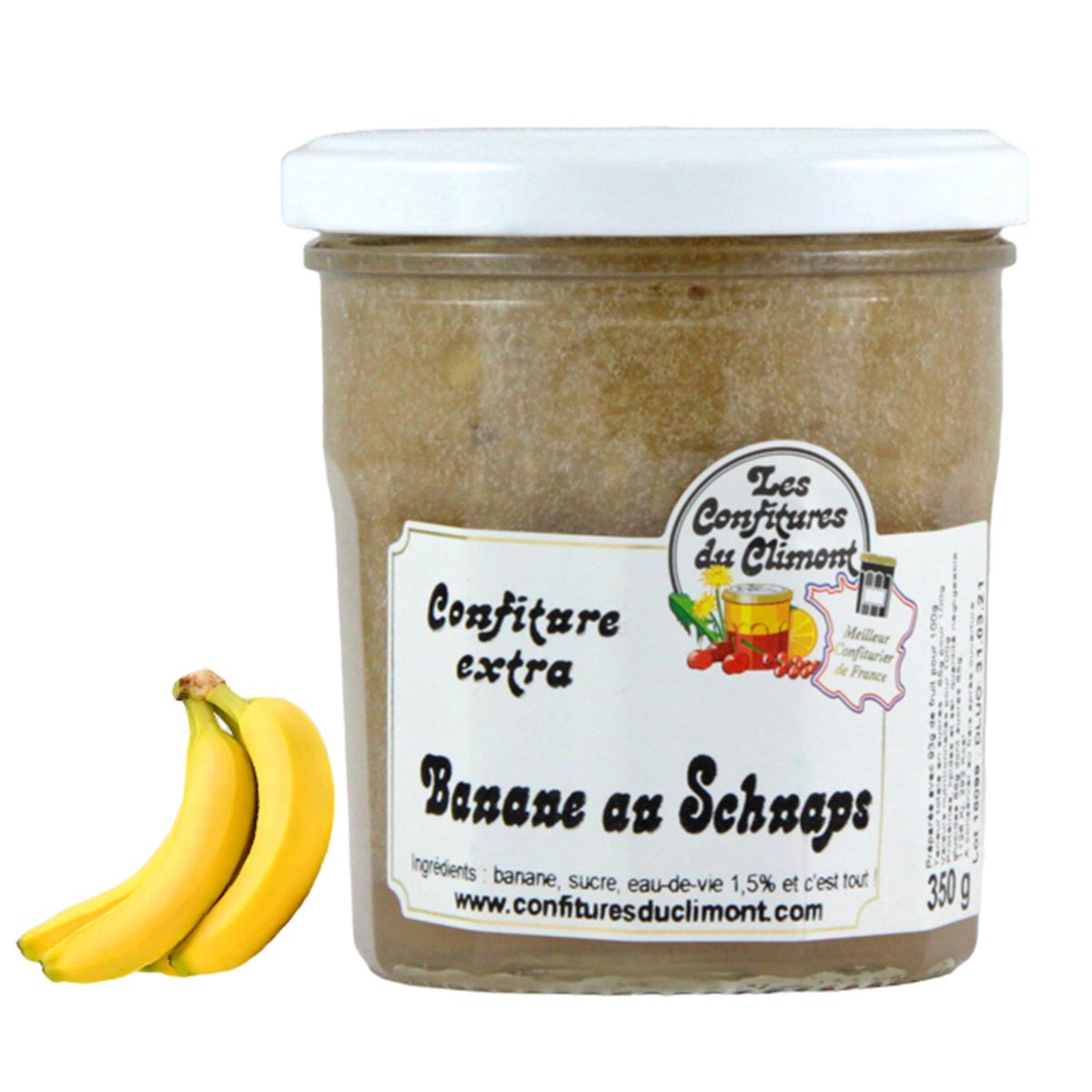 Les Confitures du Climont Bananen & Schnaps Konfitüre extra  350 Gramm