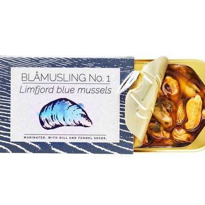 FANGST Blåmusling NO. 1 marinierte Limfjord Miesmuscheln mit Dill und Fenchel, aus Dänemark