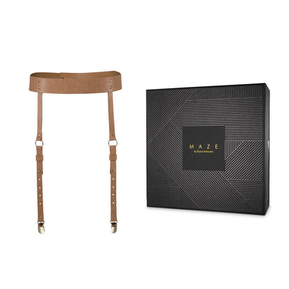 Bijoux Indiscrets MAZE - Suspender Belt: Braune Straps, vegan, spanisches Design
