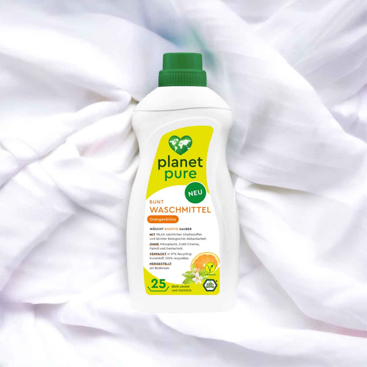 PLANET PURE Bunt Flüssig Waschmittel Orangenblüte 25 WL 98,4% natürl. Inhaltsstoffe